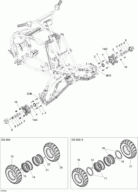 ATV BRP DS 650/DS 650 X, 2005 ������ - Drive System, Front