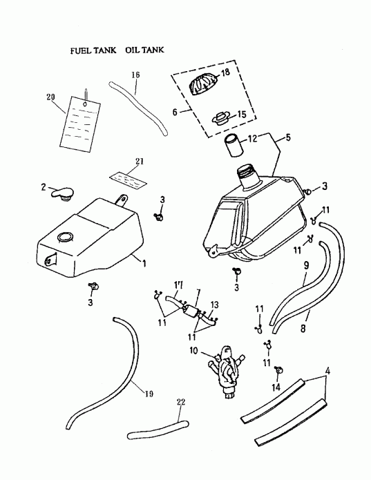   Mini DS 90 2-strokes, 2005 - Fuel Tank, Oil Tank
