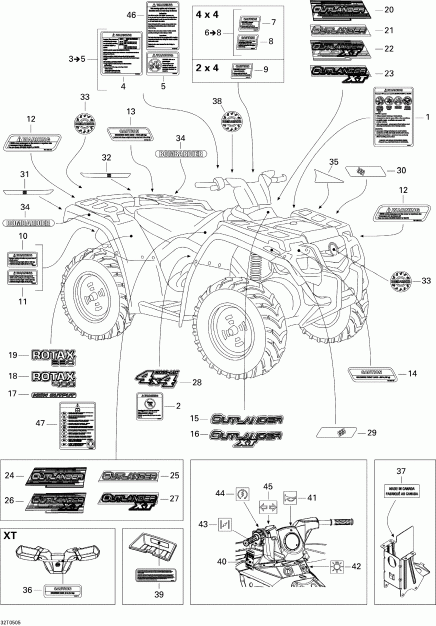   Outlander 330/400 STD 2 X 4, 2005  - Decals