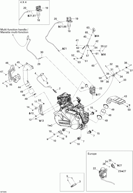  BRP Outlander 330/400 STD 4 X 4, 2005 - Engine And Engine Support