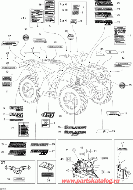 ����������  ����������� Outlander 400 XT 4 X 4, 2005 - Decals
