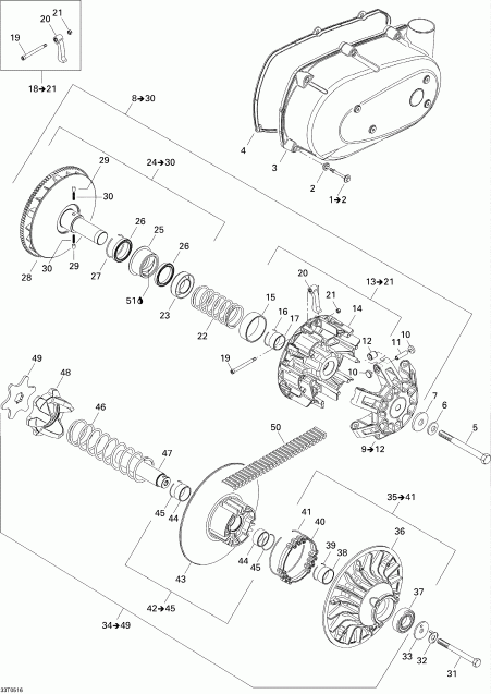 ���������� BRP ����������� Traxter CVT (500, 650, 650 XT), 2005 - Belt � ��������� ���� System