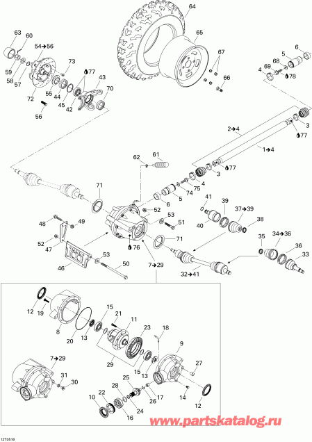 ATV BRP Traxter CVT (500, 650, 650 XT), 2005  - Drive System, Front