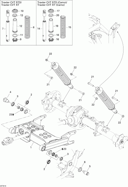 BRP Traxter CVT (500, 650, 650 XT), 2005  - Rear Suspension