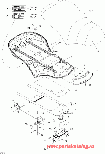BRP ����������� Traxter CVT (500, 650, 650 XT), 2005 - Seat