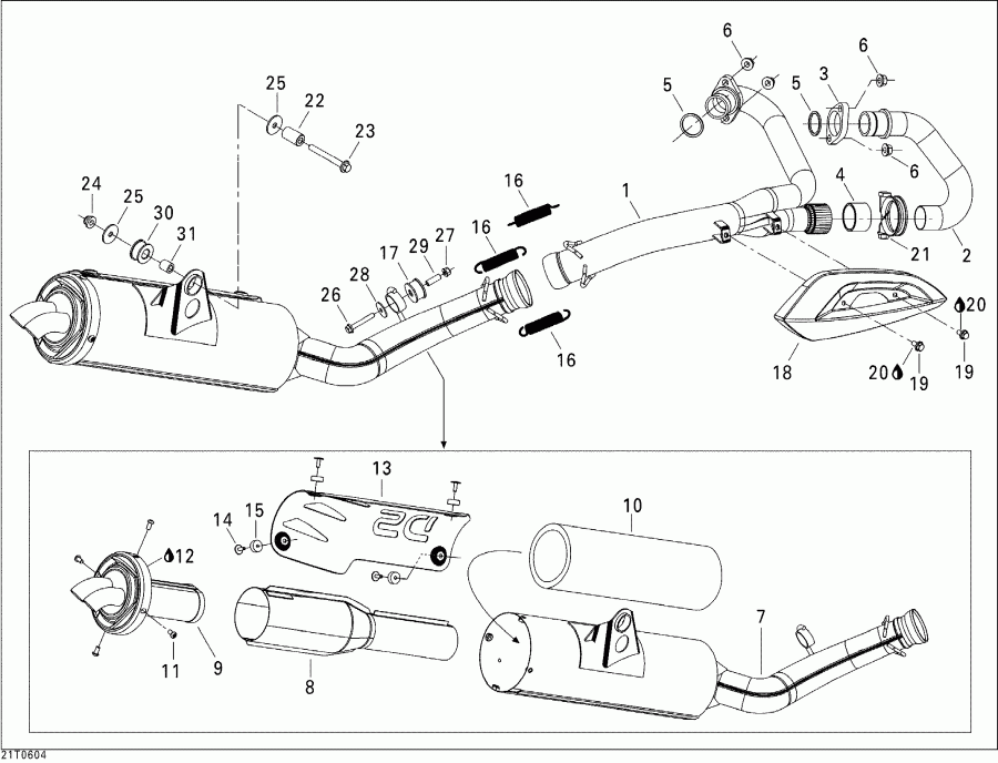 ATV  DS 650 X, 2006 - Exhaust System