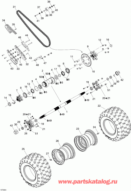 ATV   DS 650 X, 2006 - Drive System, Rear
