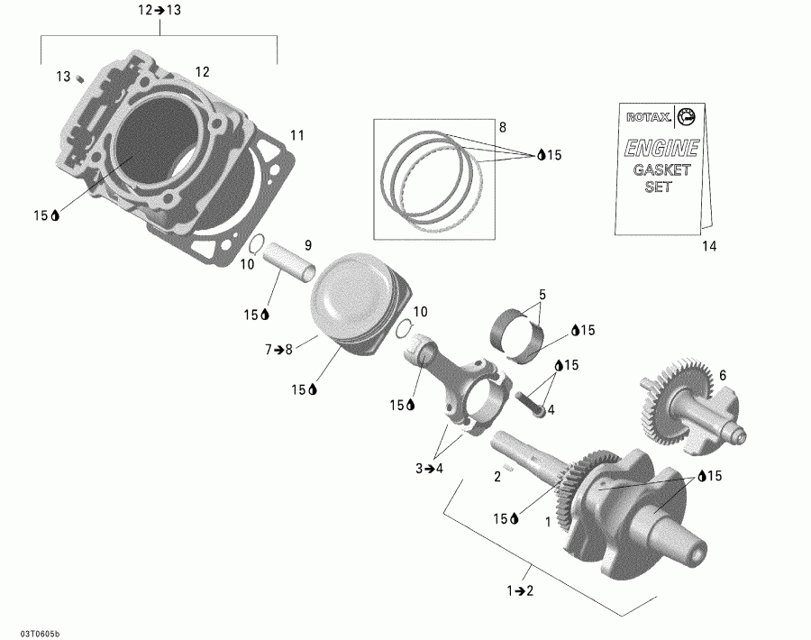  BRP Outlander 400 XT 4 X 4, 2006 - Crankshaft, Piston And Cylinder