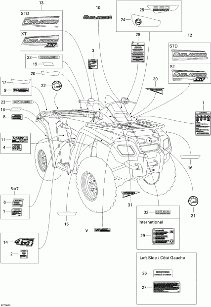 ATV BRP Outlander 650 XT 4 X 4, 2006  - Decals Xt