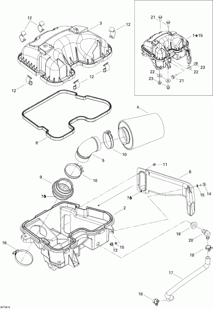  Bombardier Outlander MAX 650 XT 4 X 4, 2006  - Air Intake Silencer