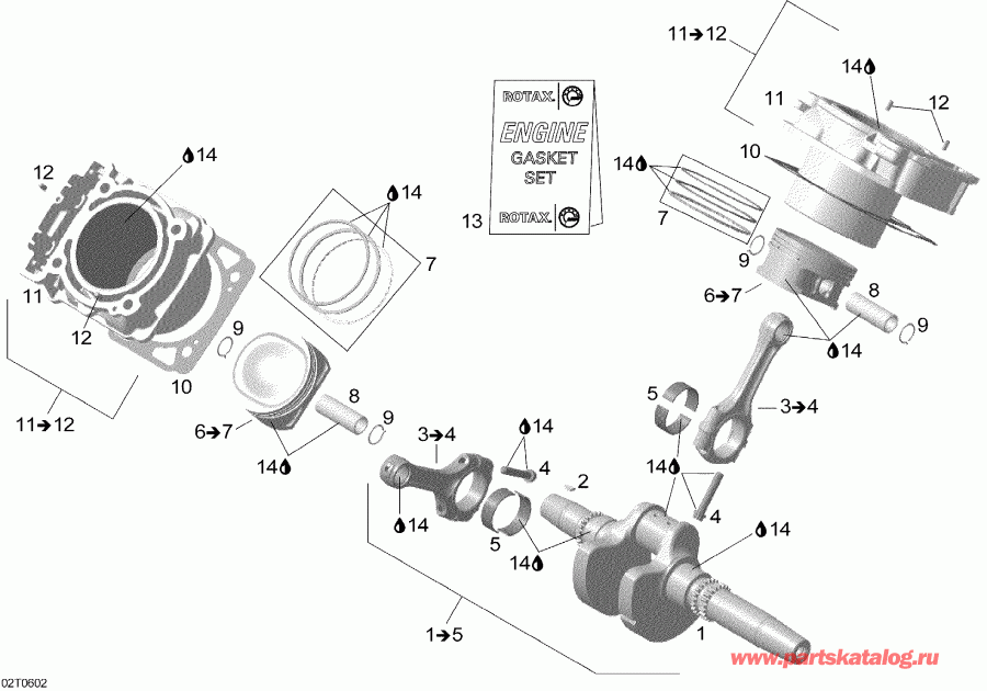  BRP  Outlander MAX 800 XT 4 X 4, 2006 - Crankshaft, Piston And Cylinder