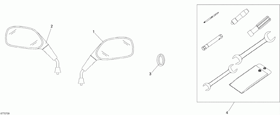 Bombardier DS 250, CE, 2007 - Mirrors And Tools