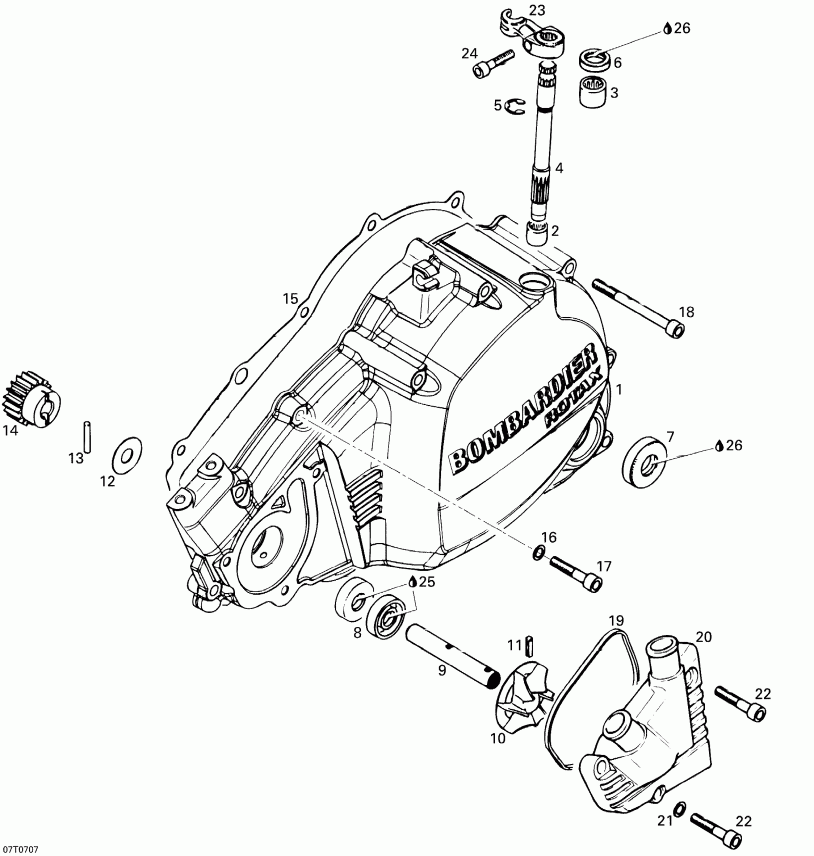   DS 650 X, 2007 - Clutch Housing And Water Pump
