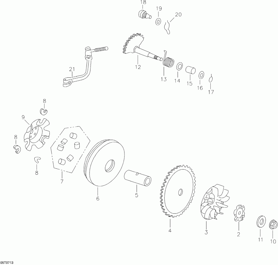  BRP Mini DS 90 4-strokes, 2007  - Drive Pulley, Kick Start