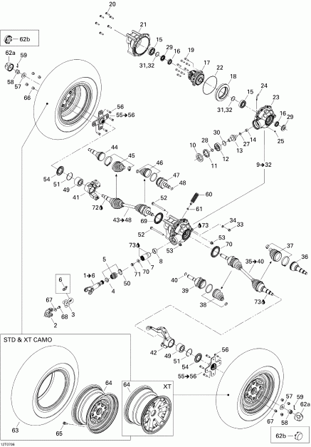 ATV BRP  Outlander 500 XT 4 X 4, 2007 - Drive System, Front Xt