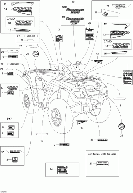 BRP ����������� Outlander 500 XT 4 X 4, 2007 - Decals Xt