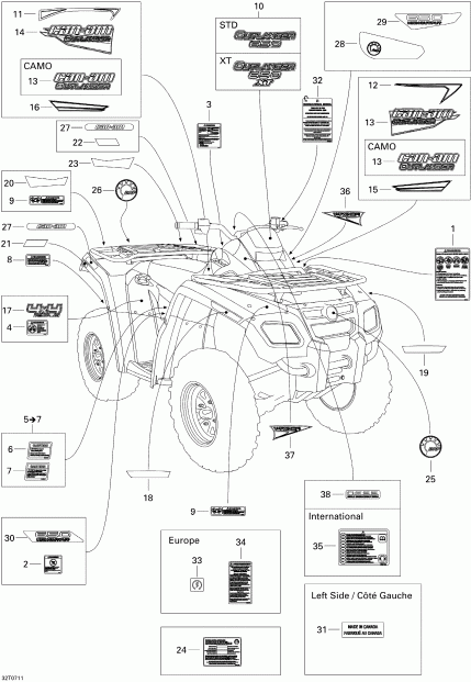    Outlander 650 STD 4 X 4, 2007 - Decals Std