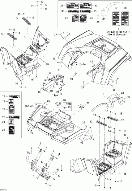 ������ Outlander MAX 400 STD 4 X 4, 2007 - Body And Accessories 1, Std
