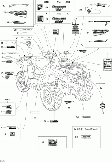 ���������� Bombardier Outlander MAX 500 XT 4 X 4, 2007 ������ - Decals Xt