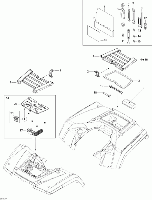   Outlander MAX 500 XT 4 X 4, 2007 - Front  Rear Trays Xt