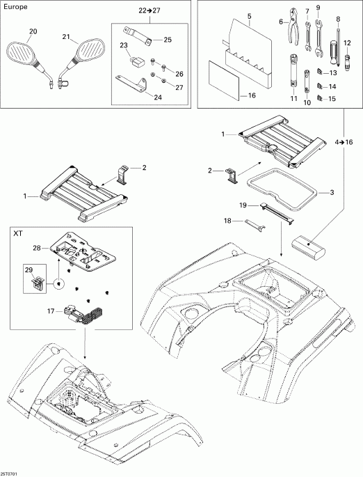 ���������� BRP Outlander MAX 650 STD 4 X 4, 2007 ������ - Front And Rear Trays Std