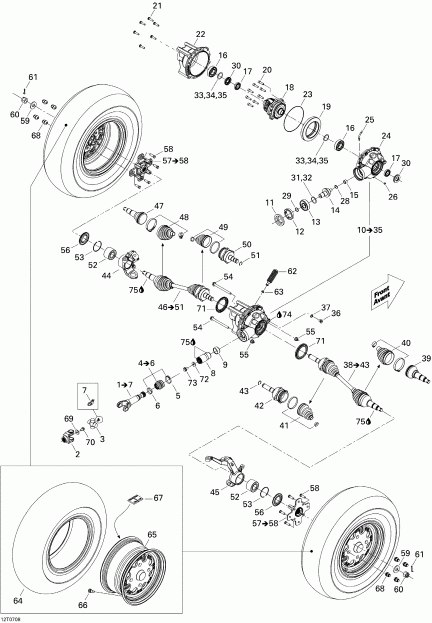 ���������� BRP Renegade 800 EFI, 2007 - Drive System, Front