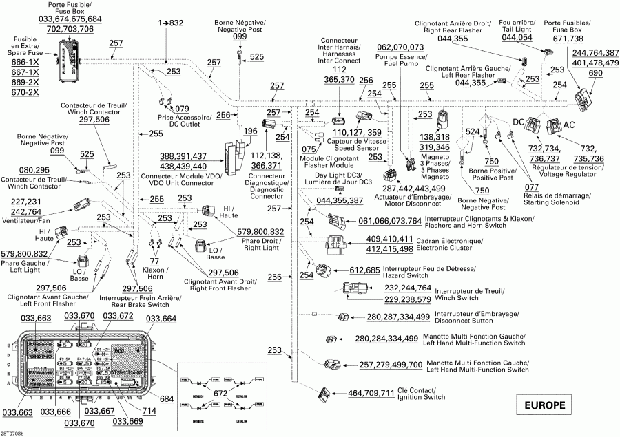 BRP Renegade 800 EFI, 2007  - Electrical Harness, Frame Europe