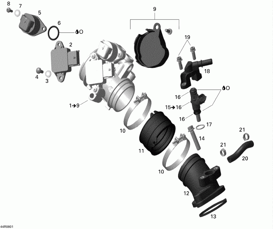 Bombardier DS 450, 2008 - Intake Manifold And Throttle Body