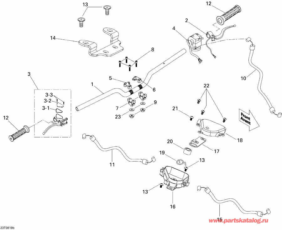 ������������ BRP ������ Mini DS 70cc 4T Jaune, 2008 - Handlebar