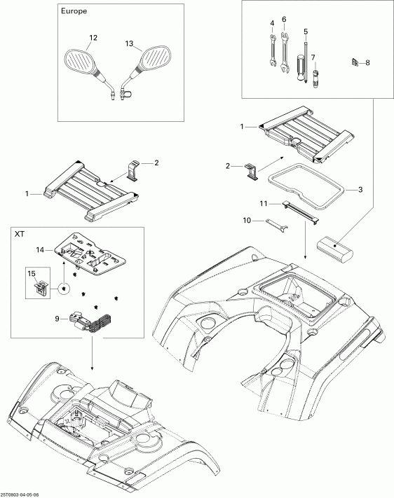 Outlander 400 EFI XT, 2008 - Front � Rear Trays Xt
