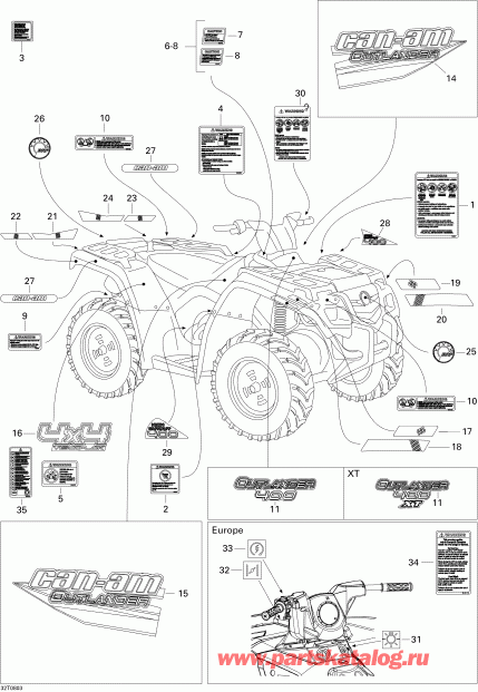   Outlander 400 XT, 2008 - Decals Xt