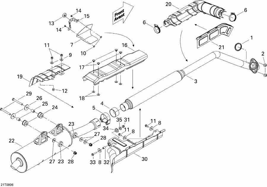 ATV  Outlander MAX 400 EFI STD, 2008 - Exhaust System