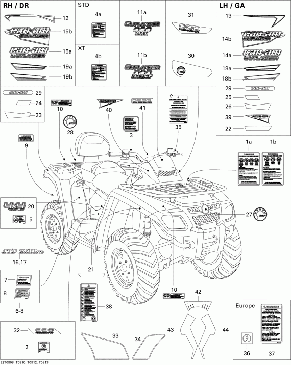 ATV  Outlander MAX 500 XT, 2008 ������ - Decals Xt