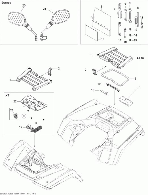 Outlander MAX 650 STD, 2008 - Front � Rear Trays Std