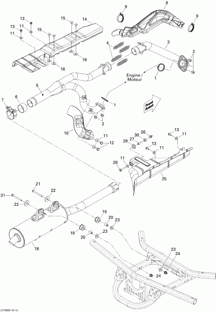 Bombardier Outlander MAX 800 XT, 2008  - Exhaust System