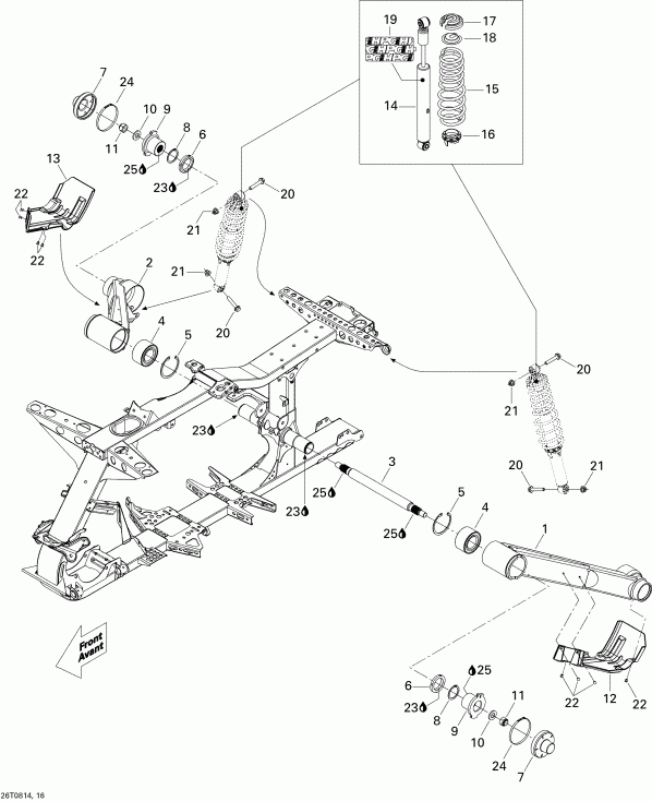 Квадроцикл BRP Renegade 500, 2008 - Задняя подвеска Мотовездеход BRP Renegade 500, 2008 раздел - Rear Suspension