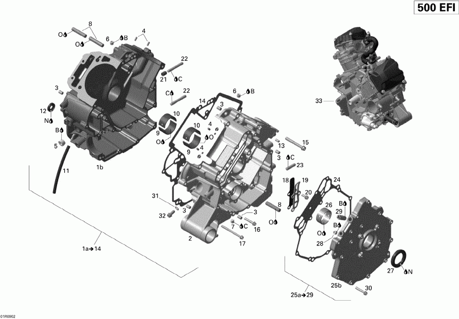 ATV  Outlander 500 EFI XT, 2009  - Crankcase