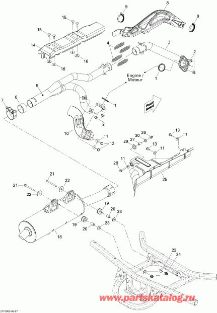 Bombardier Outlander 500 EFI XT, 2009 - Exhaust System
