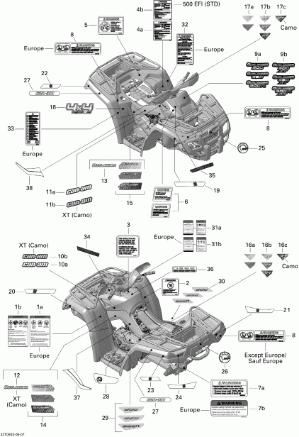   Outlander 650 EFI, 2009 - Decals Std