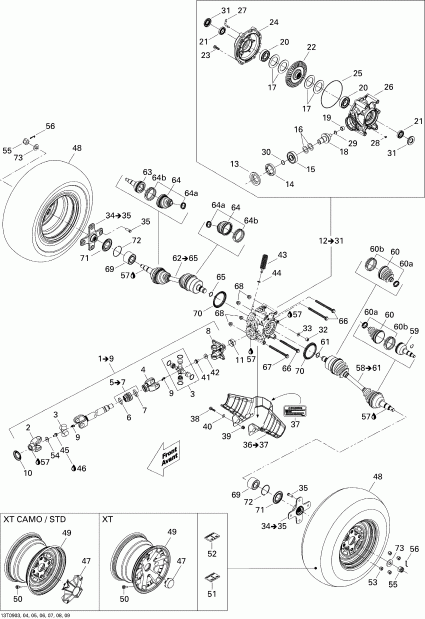 Bombardier Outlander 650 EFI XT, 2009  - Drive System, Rear Xt