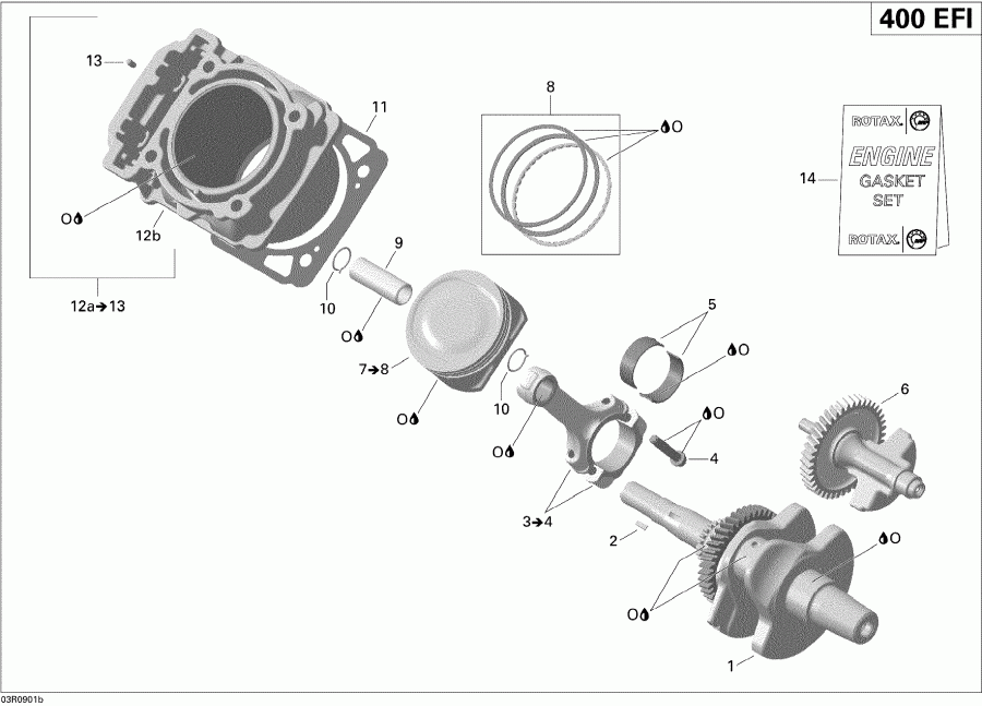 ATV  Outlander Max 400 EFI, 2009  - Crankshaft And Pistons