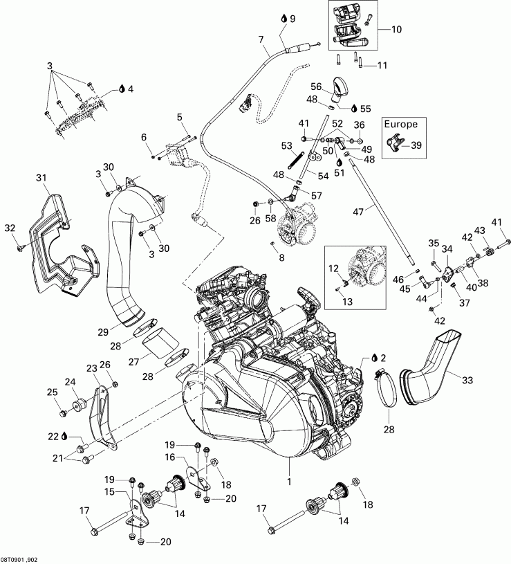 ATV Bombardier  Outlander Max 400 EFI, 2009 - Engine And Engine Support