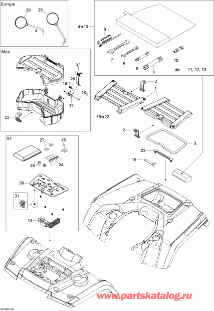   Outlander Max 400 EFI, 2009  - Front And Rear Trays