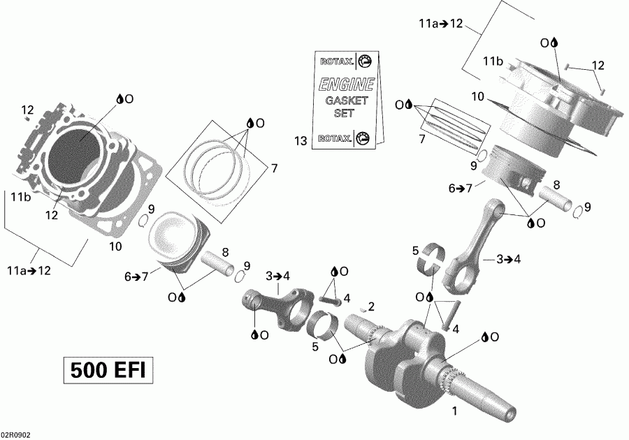  Bombardier  Outlander Max 500 EFI, 2009 - Crankshaft, Piston And Cylinder