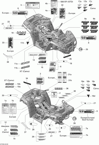  BRP Outlander Max 500 EFI XT, 2009 - Decals Xt