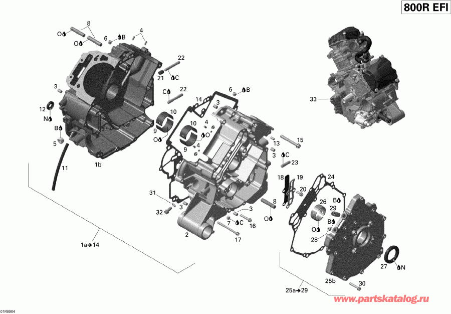   Outlander Max 800R EFI XT, 2009 - Crankcase