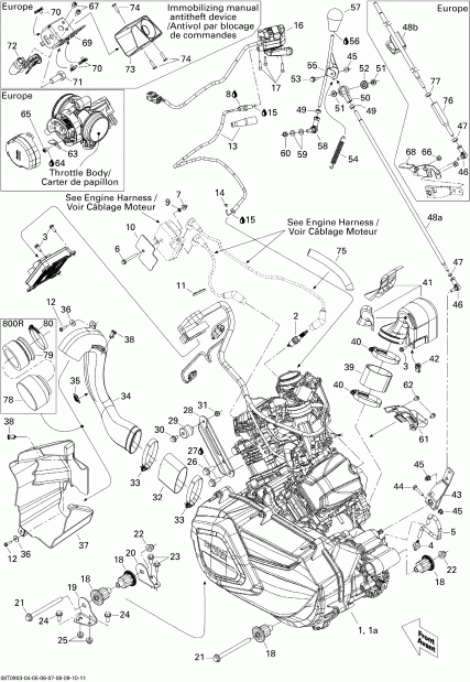  Bombardier Outlander Max 800R EFI XT, 2009  - Engine And Engine Support