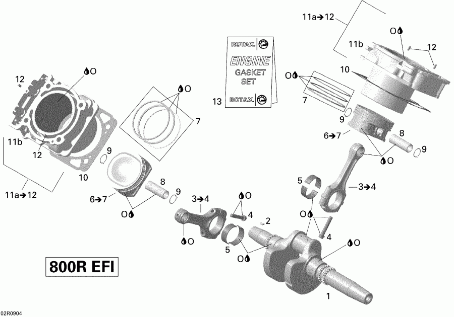   Renegade 800R EFI STD, 2009  - Crankshaft, Piston And Cylinder