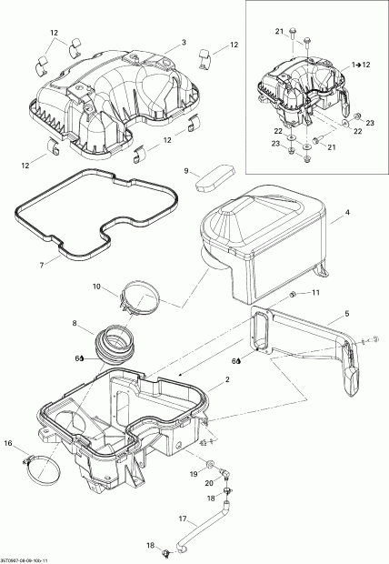 ����������  Renegade 800R EFI X, 2009 ������ - Air Intake Silencer