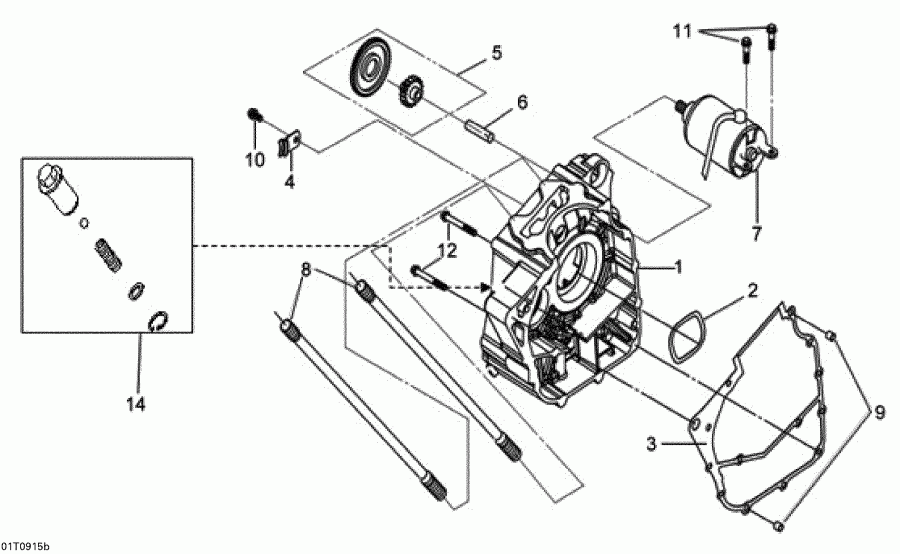  BRP DS 250 NA, CE & INT, 2010  - Right Crankcase Half